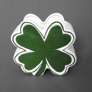 Four Leaf Clover Shaped Napkin Holder Pencil Holder Vase Planter Hand Painted